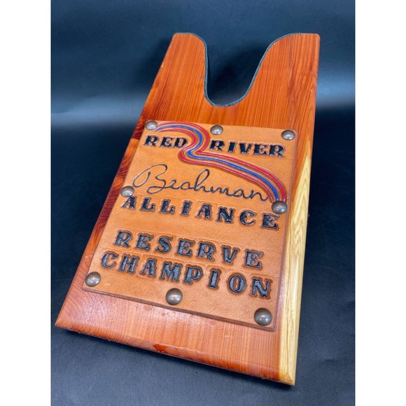 Leather Wooden Boot Jack Red River Brahman Alliance Western Cowboy Handmade - Picture 2 of 7